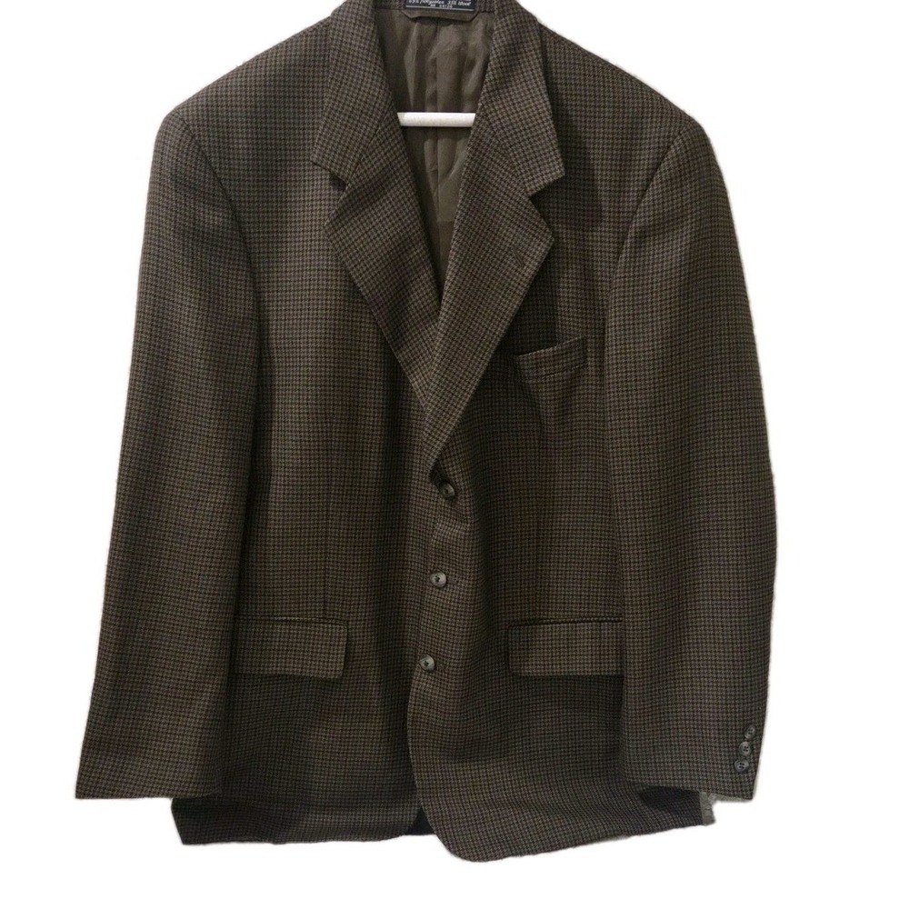 Bert Pulitzer Blazer(43R) Brown Houndstooth Windowpane Wool Blend No Vent